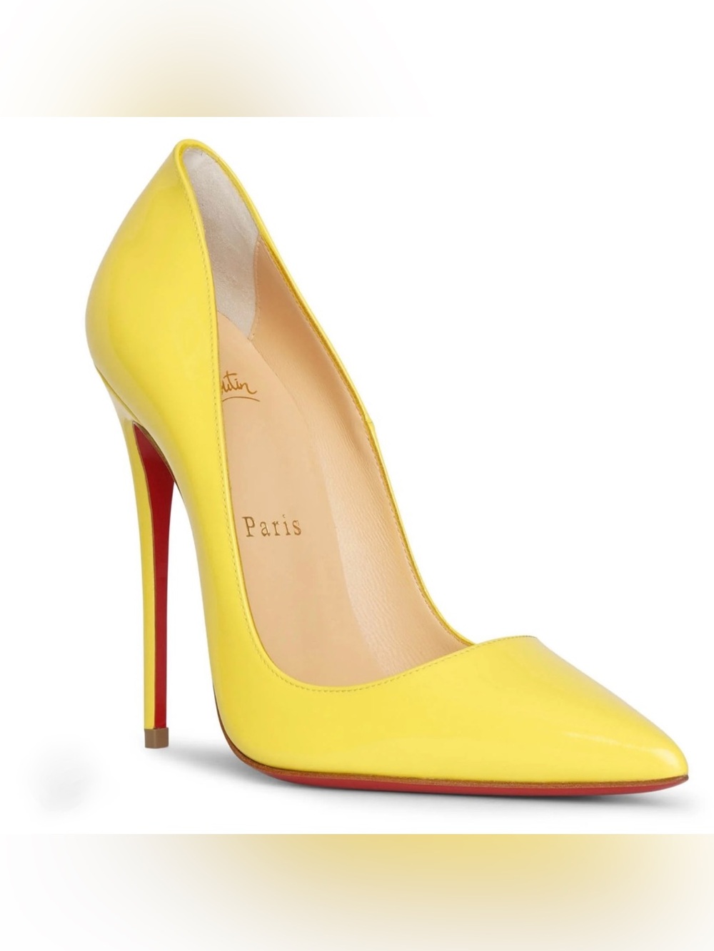 Christian Louboutin So Kate 120 Yellow Patent Pumps EU 37 Worn Once